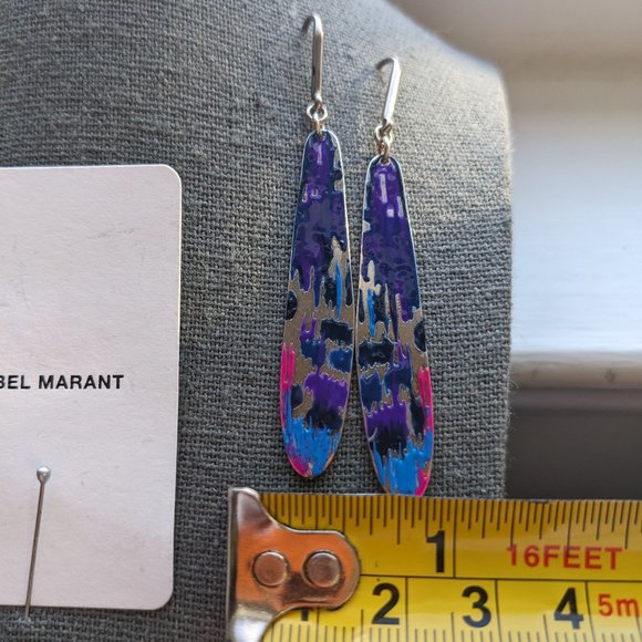 Isabel Marant - Blue / Silver Ikat Enamel Drop Earrings - Picture 5 of 6
